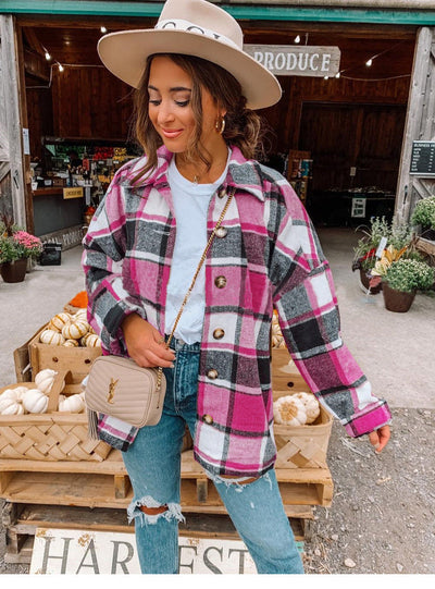 Women’s Wrap Blouse – Relaxed Fit – Soft Flannel – Checkered Pattern – Button Front