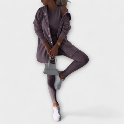 Ella - Three-Piece Set with Hooded Cardigan and Sweatshirt