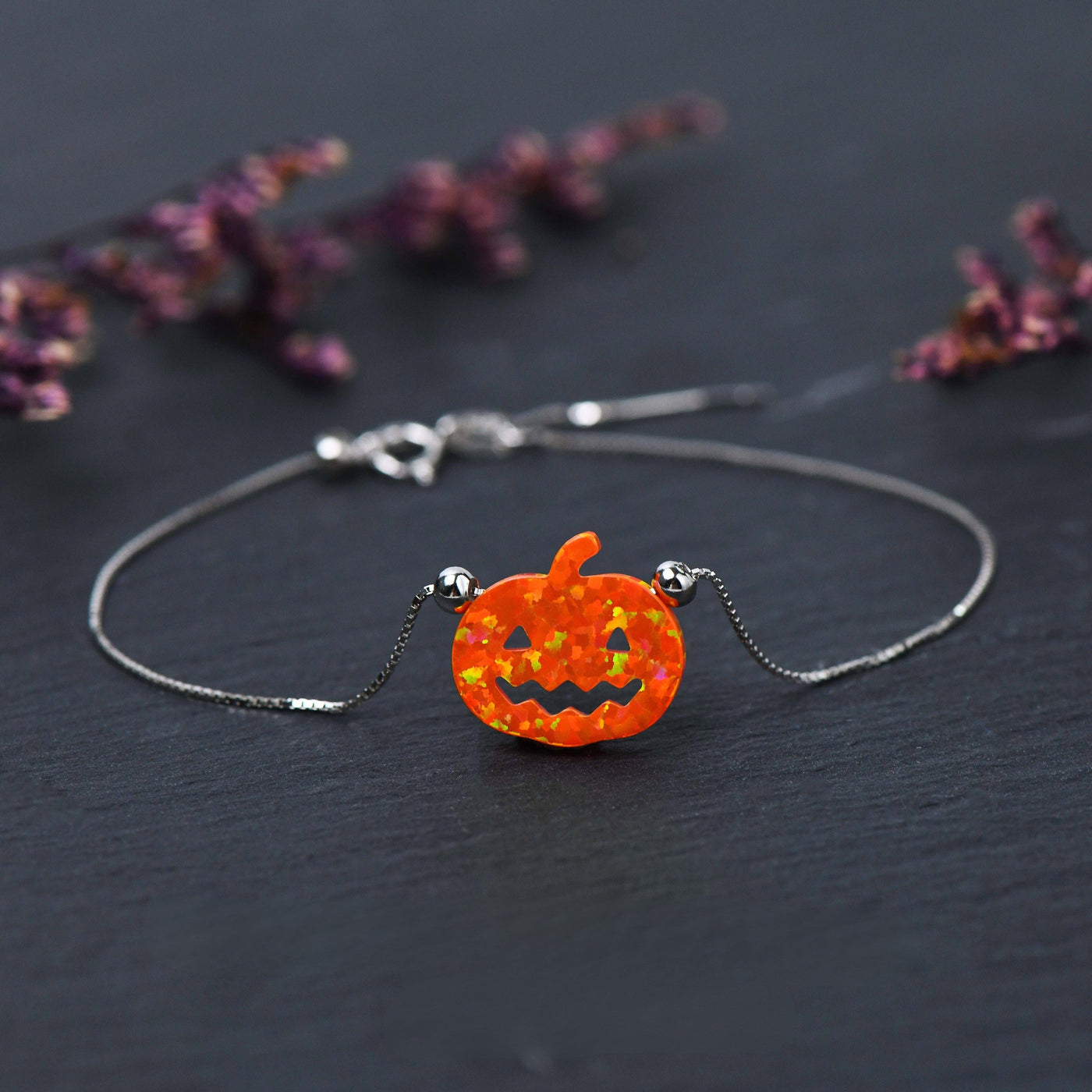 Halloween Pumpkin Opal Bracelet
