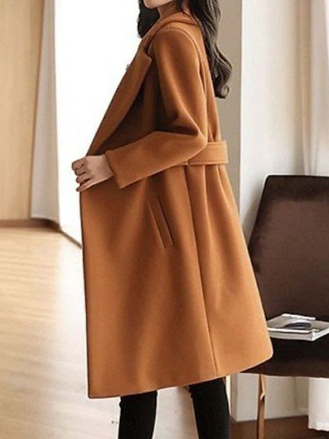 Avencea - Slim Winter Wool Coat with Belt