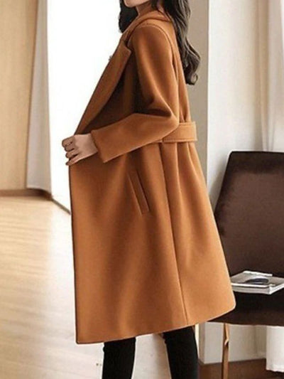 Avencea - Slim Winter Wool Coat with Belt
