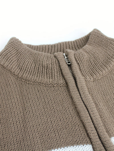 Erin | Striped Zipper Pullover Sweater