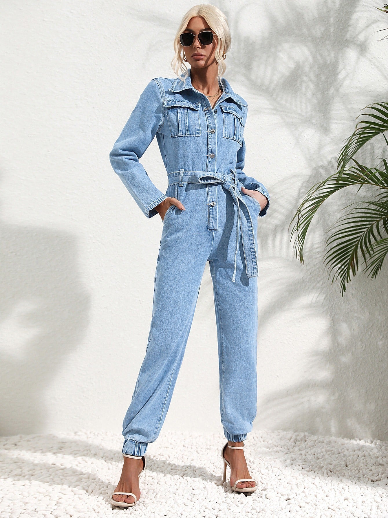 Trendy Denim Overall with Flap Pockets