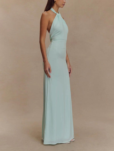 Slinky Halter Maxi Dress - Lagoon