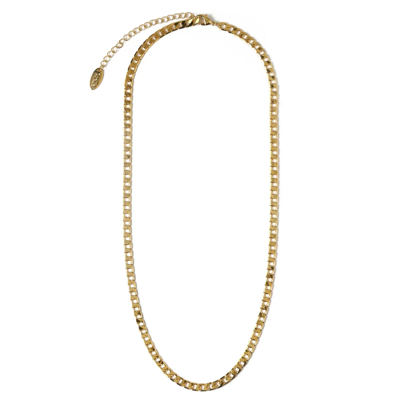 Flat Link Curb Chain Necklace | White Gold 16k