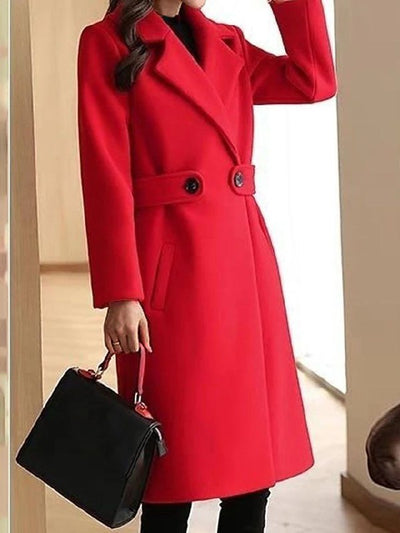 Avencea - Slim Winter Wool Coat with Belt