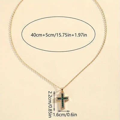 Solene Emerald Cross Pendant Necklace | Gold 18k