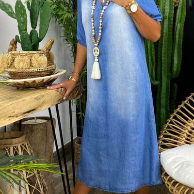 Imogen | Summer V Neck Half Denim Dress