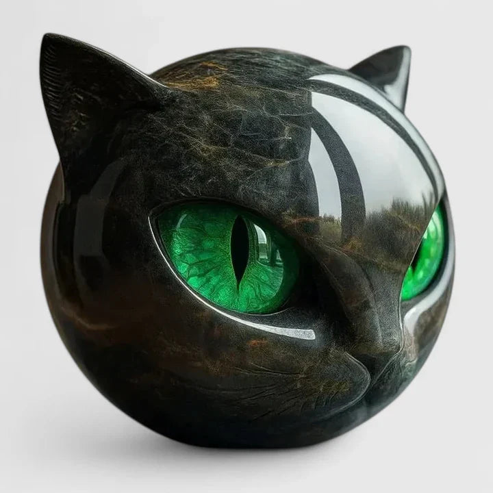 Lyzandra | Mystic Black Cat Head Sculpture