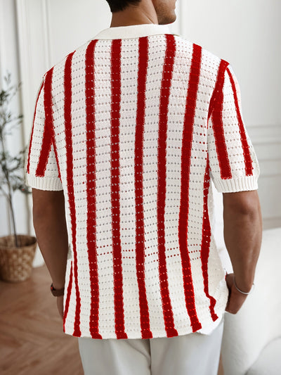 Fiorenzo D'Amico Knit Striped Button-Up Shirt