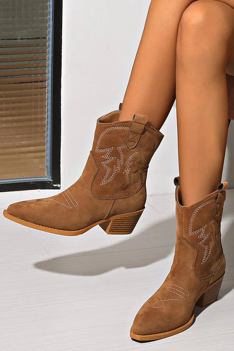 NORTHLINE STUDIO | POINTED WESTERN ANKLE BOOT