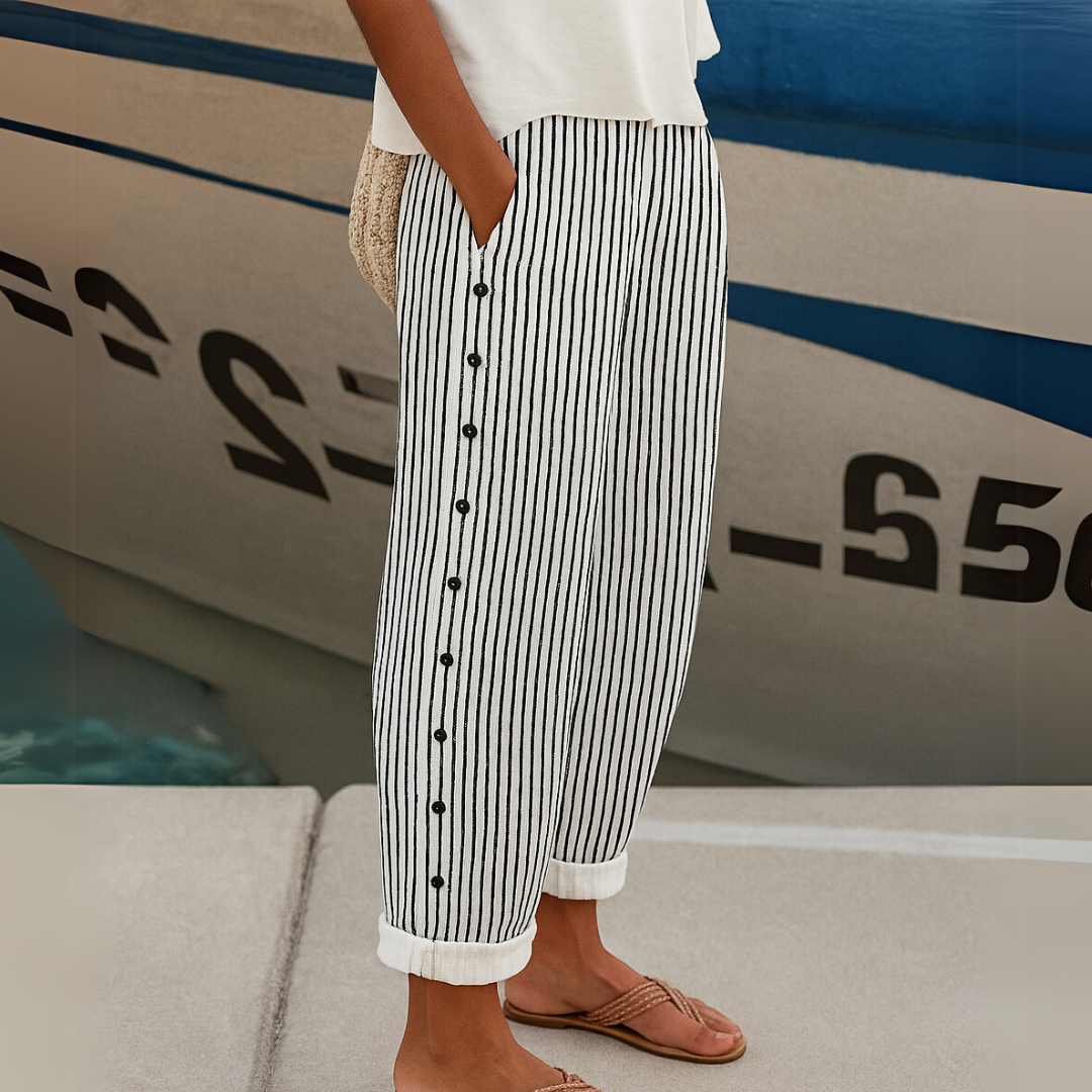 Harper | Nautical Stripe Button Pants