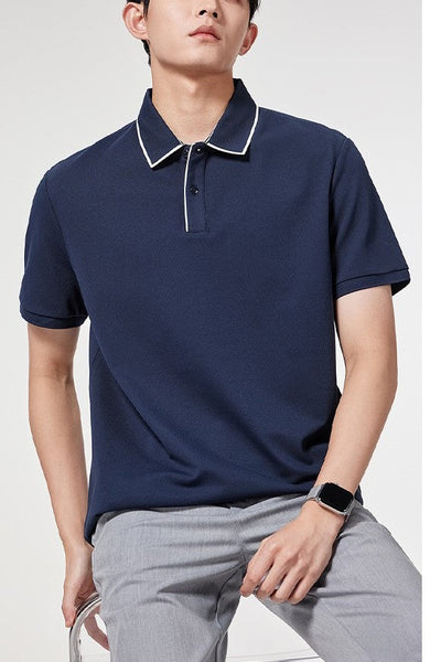 Men's Polo Shirt - Button Closure - Short Sleeves - Classic Collar