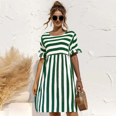 Avencea - Stylish Striped Midi Dress
