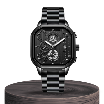 Orion | Industrial-Inspired Bold All-Black Geometric Case Watch