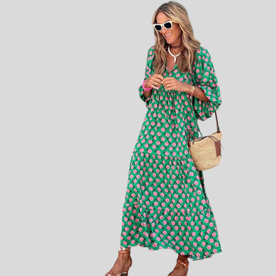 Cassandra | Geometric Print High-Low Dress