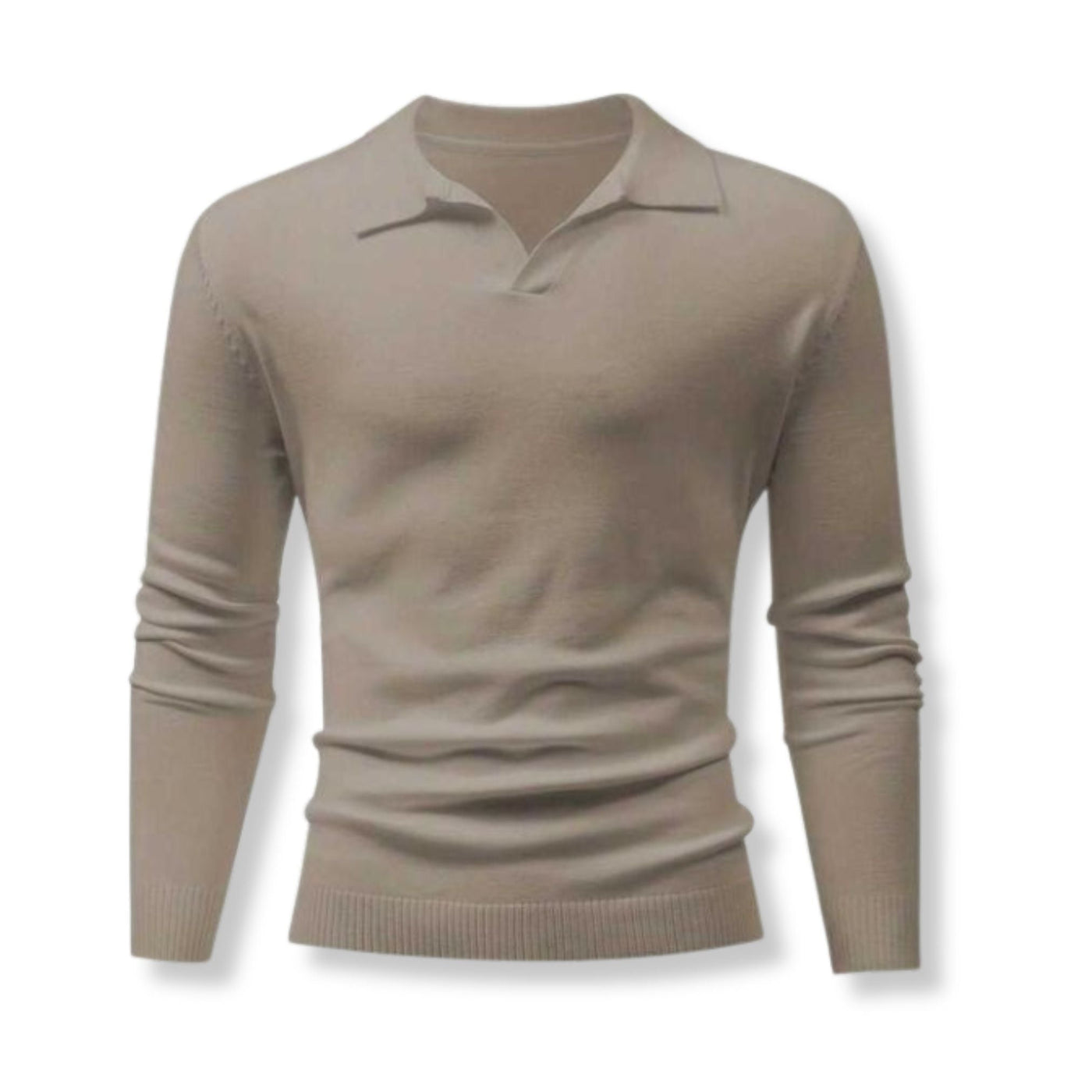 Long Sleeve Knitted Ivory Polo