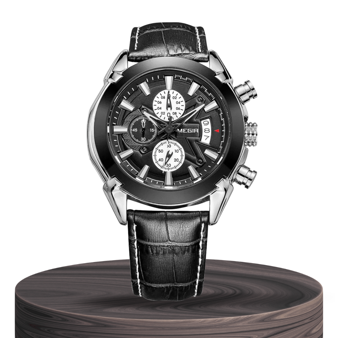 Jaxon | Sophisticated Leather Finish Bold Chronograph Watch