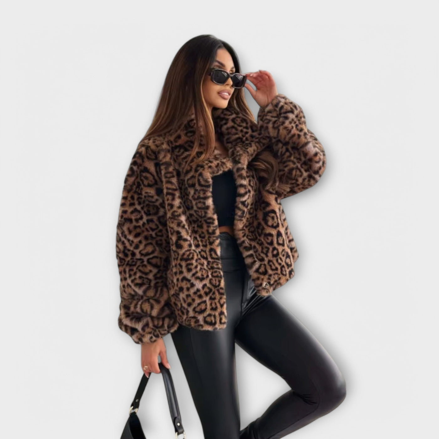 Leocadia – Faux Fur Jacket with Leopard Print