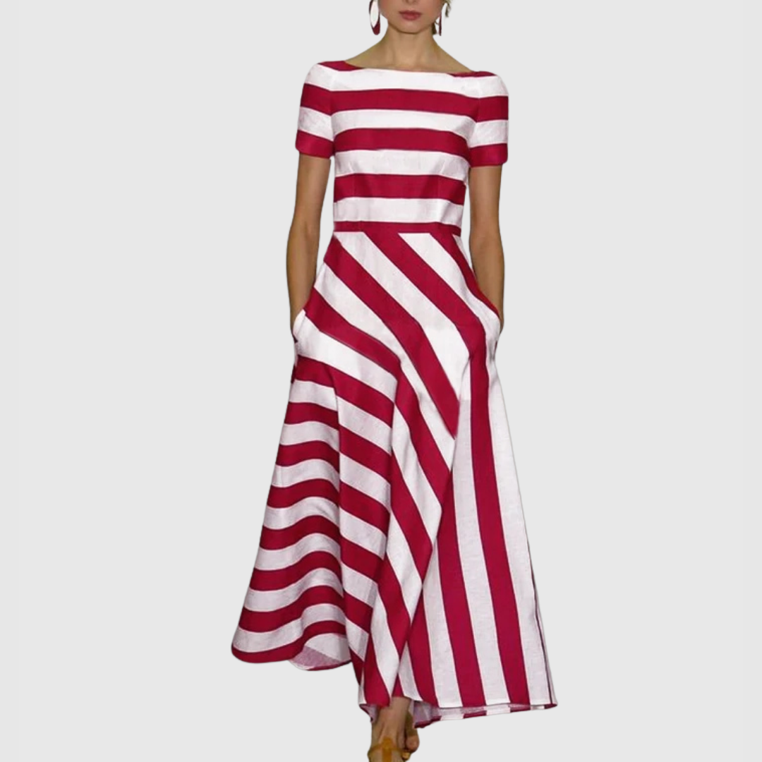 Madeline - Striped Off-Shoulder Maxi Dress