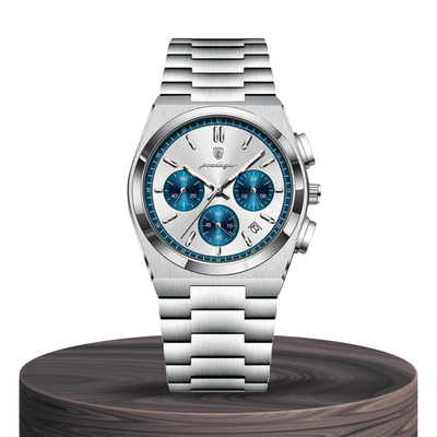 Logan | Sleek Steel Finish Modern Chronograph Build Watch