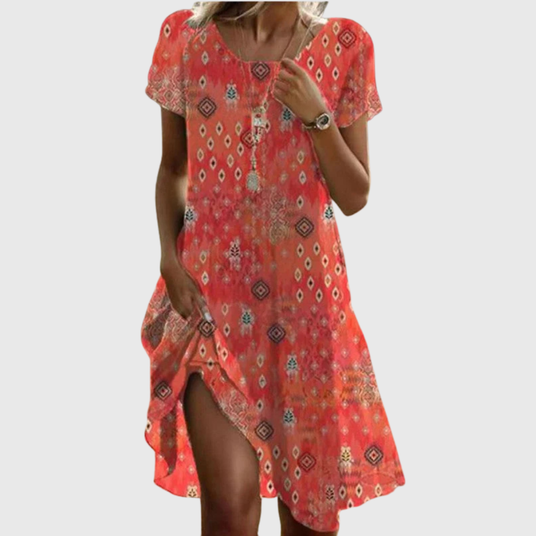 Mira | Sunset Mosaic Boho Mini Dress