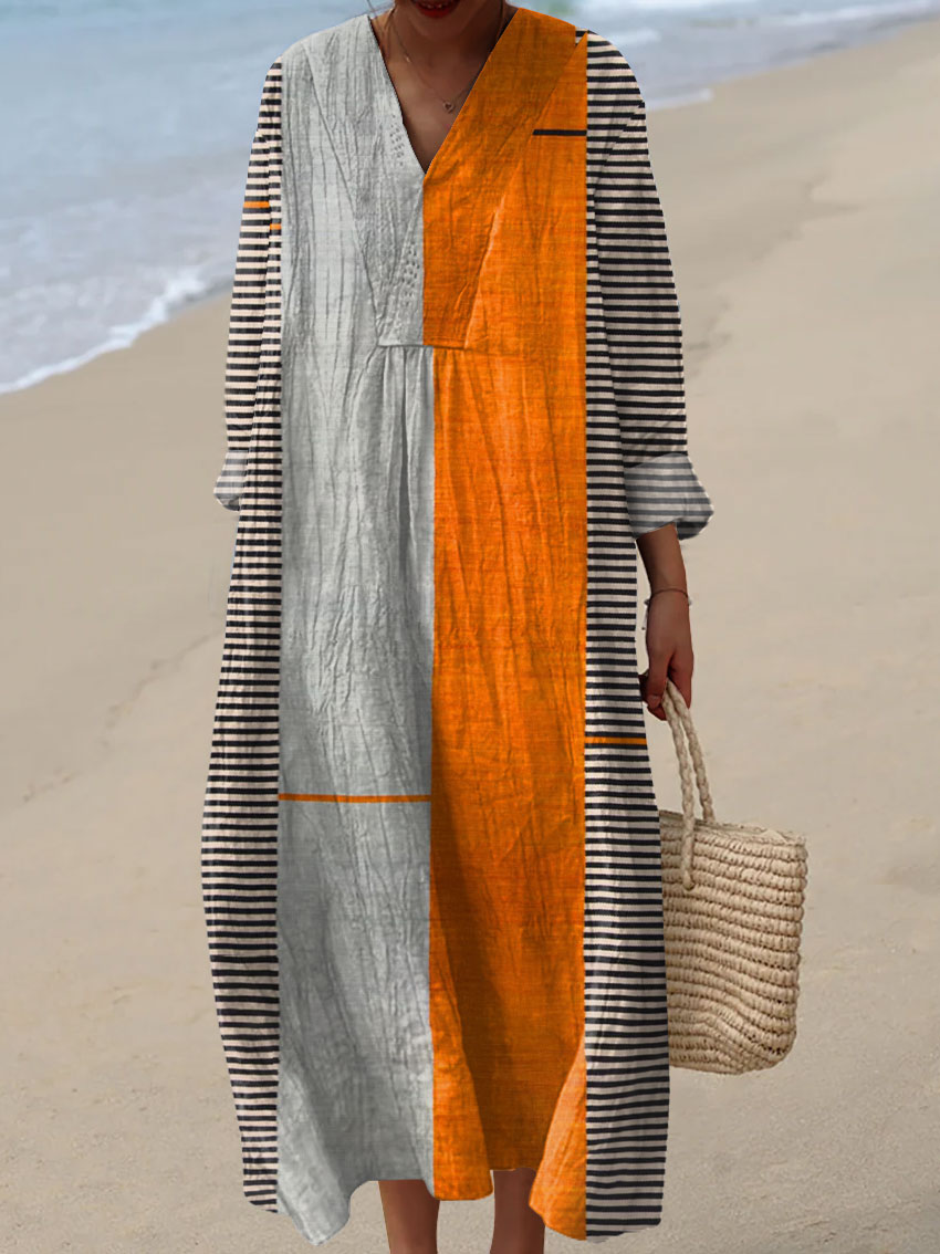 Diana | Vintage Boho Geometry Art Print Casual Midi Dress