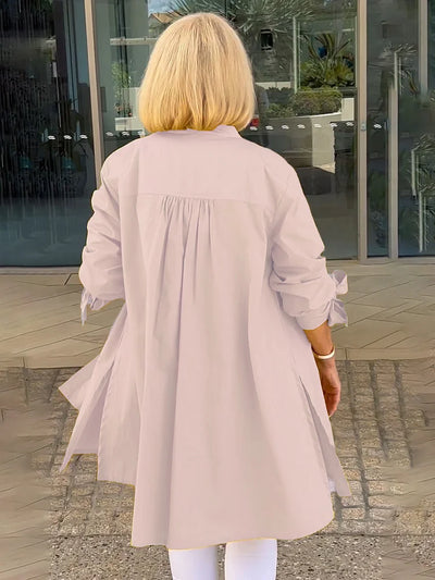 Isalyn - Flattering Cotton Stand Collar Jacket