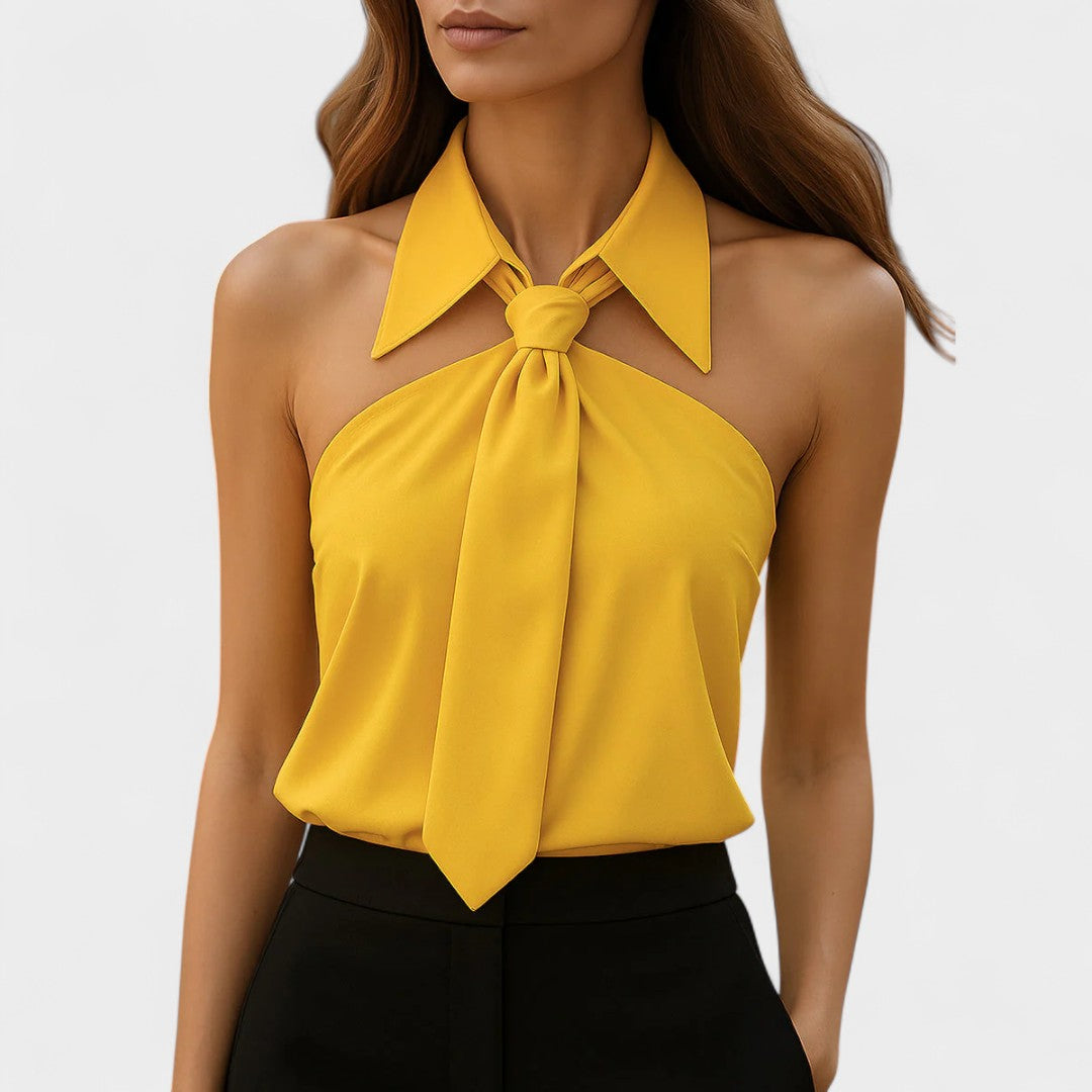 NORTHLINE STUDIO | TIE COLLAR HALTER TOP