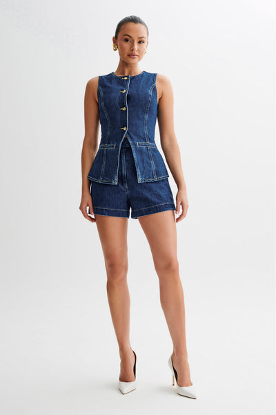 Scout - Denim Sleeveless Vest Top & Shorts Set