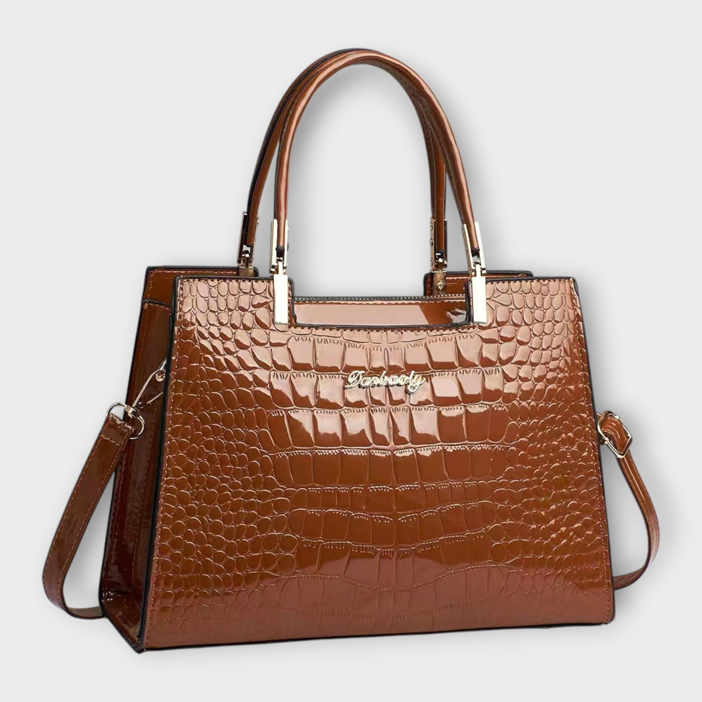 Lublanca - Glossy Crocodile Pattern Handbag