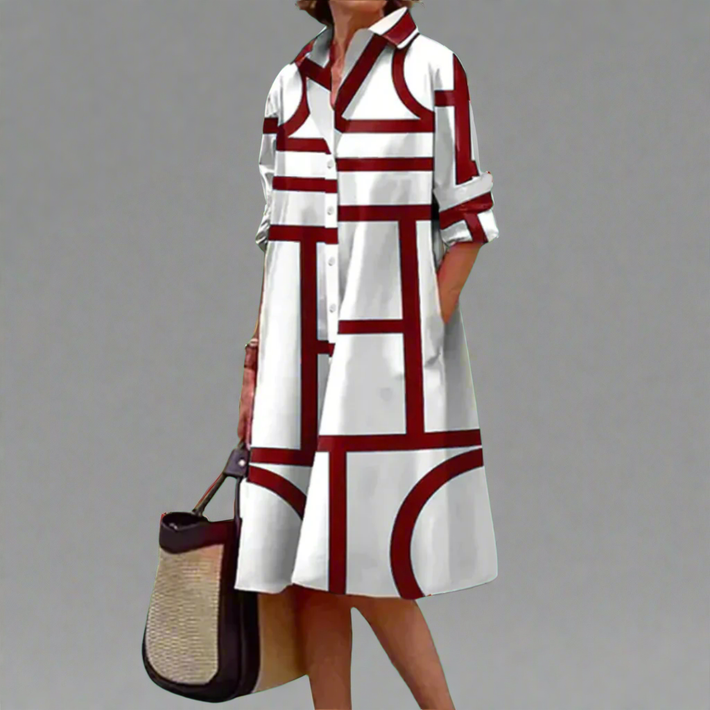 Greer - Women's Knee Length Geometric Print Dress