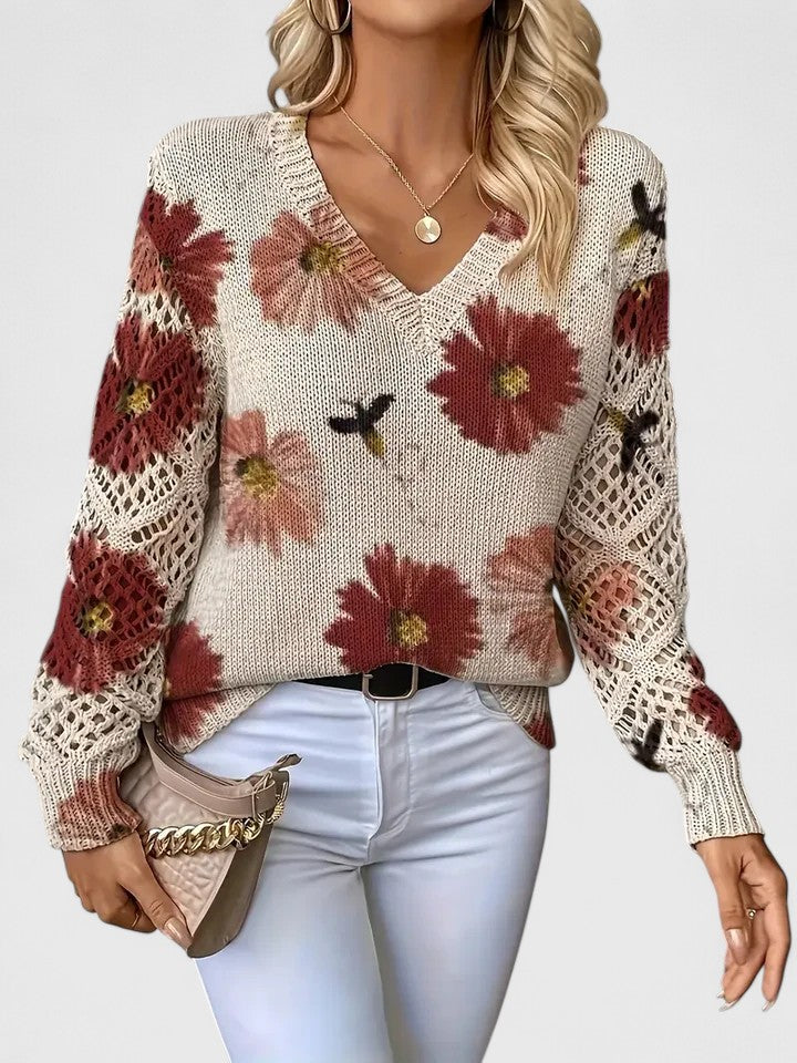 Magnolia | Elegant sweater with floral pattern