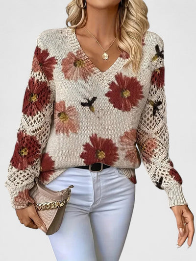 Magnolia | Elegant sweater with floral pattern