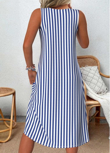 Emeely - Sleeveless casual dress with striped pattern