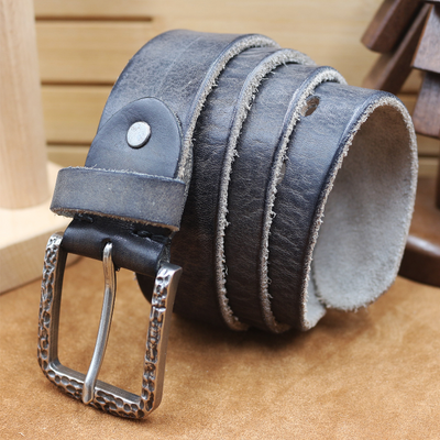 Men's Vintage Distressed Top Layer Pure Cowhide Leather Belt 77785842U