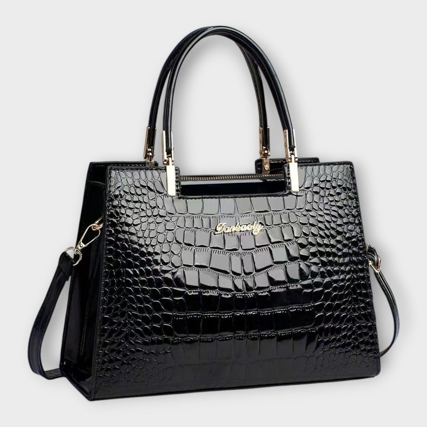 Lublanca - Glossy Crocodile Pattern Handbag