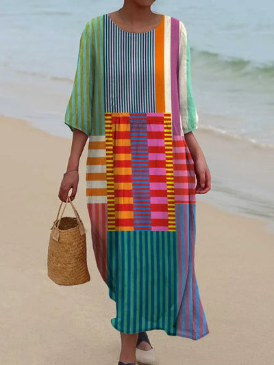 Cleo | Bold Striped Patch Maxi Dress