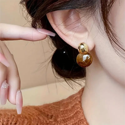 Aurélie Amber Drop Earrings | Gold 18k