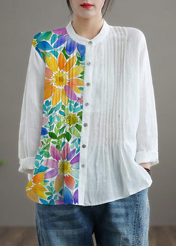 Ramie Blouse - White Linen Shirt Tunics Women