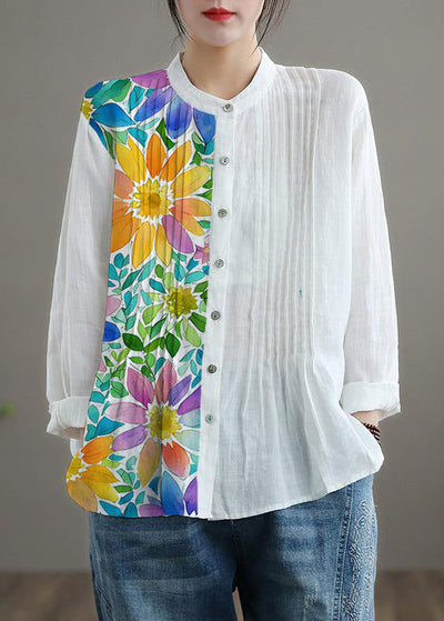 Ramie Blouse - White Linen Shirt Tunics Women