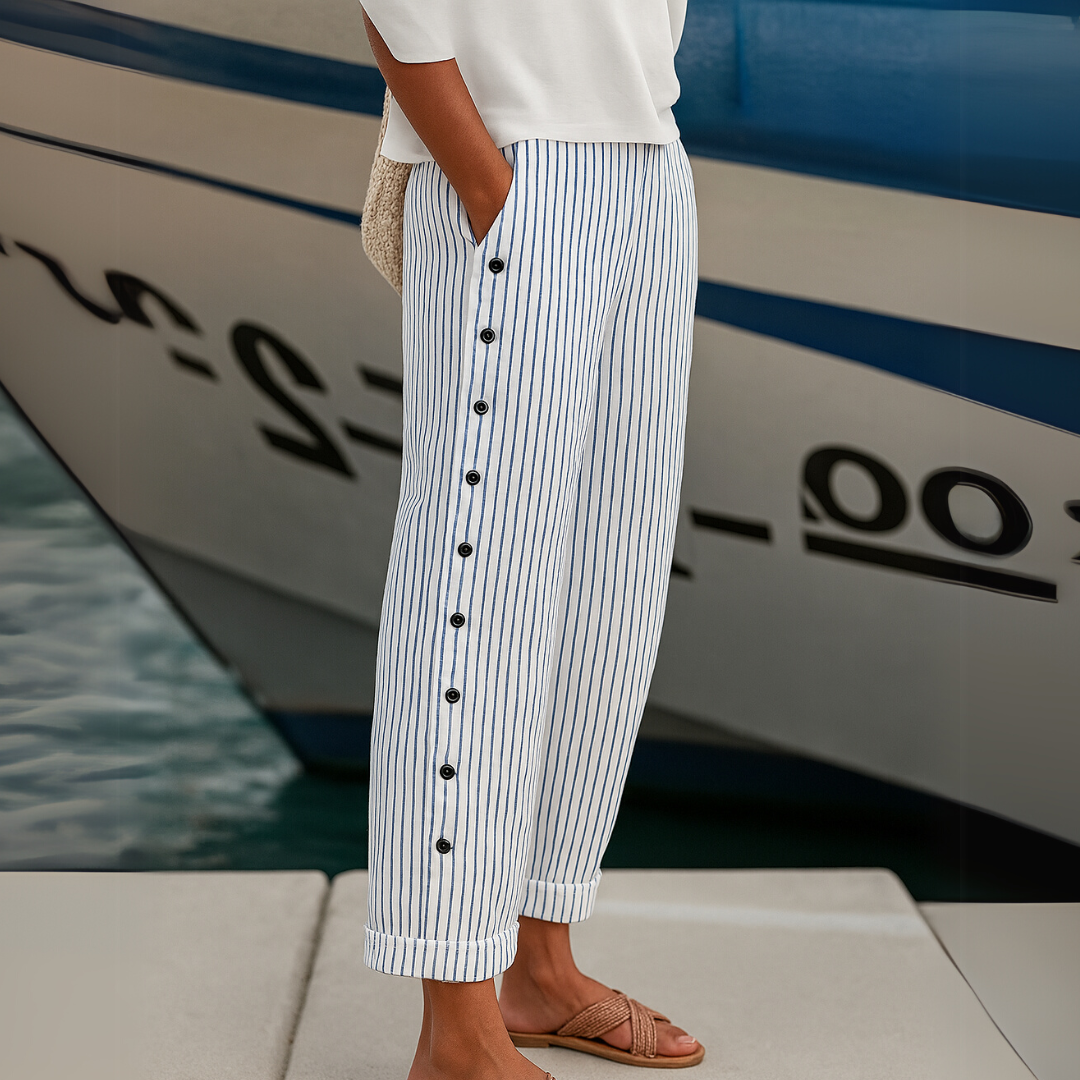 Harper | Nautical Stripe Button Pants