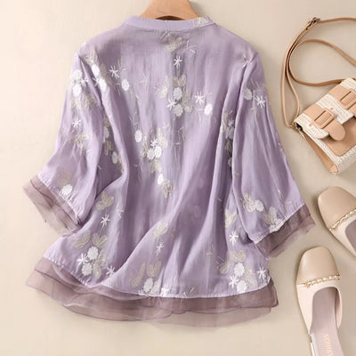 LUCILLE™ - FLORAL BUTTON-UP BLOUSE