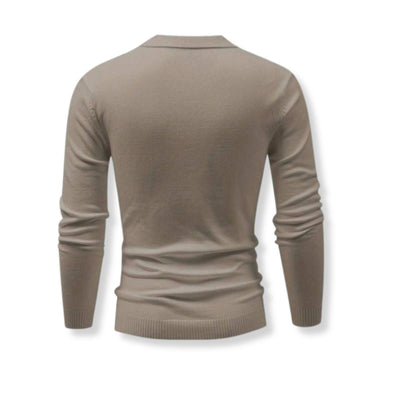 Long Sleeve Knitted Ivory Polo