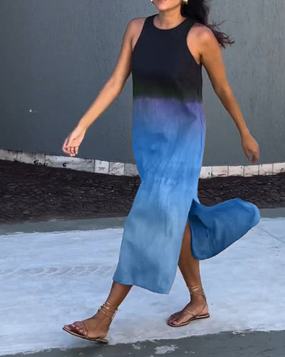 Carys - Sleeveless Round Neck Gradient Dress