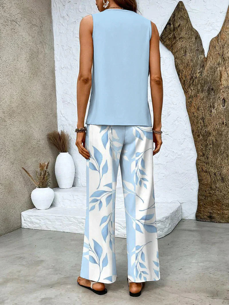 Samborska - Summer Set Sleeveless Top And Wide Leg Pant