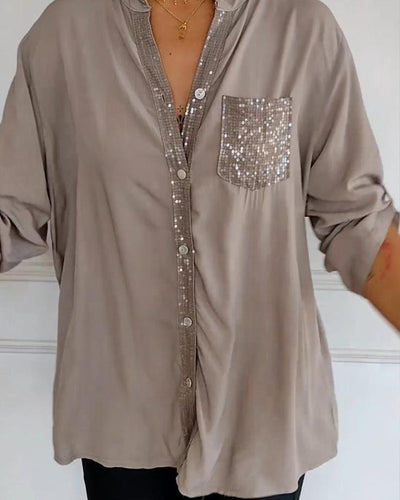 Veda - Paneled Relaxed Fit Sequin Top