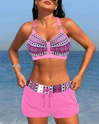 Salomea – High-Waisted Bikini with Geometric Print