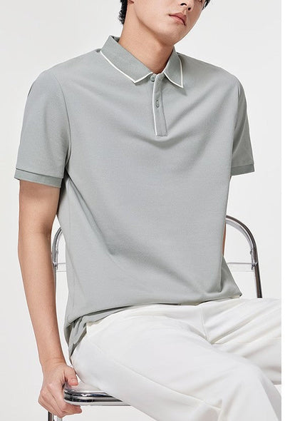Men's Polo Shirt - Button Closure - Short Sleeves - Classic Collar