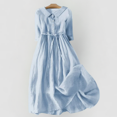 Lux - Elegant Short Sleeve Dress with Waist Ties